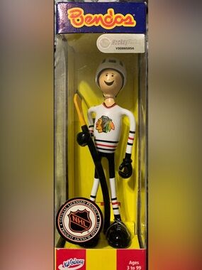 Vintage 2001 NHL Chicago Blackhawks Bendos Captain Bendo Figure NIP Sealed